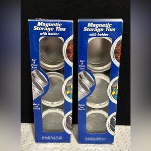 2 Kamenstein Magnetic Spice Tin Storage Container Refrigerator Office Set Of 3
